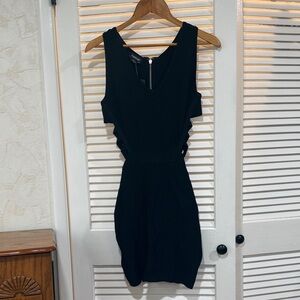 bebe Black Bodycon Dress with rib cutouts